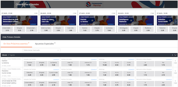 Apuestas en Primera División de Chile - Betsson