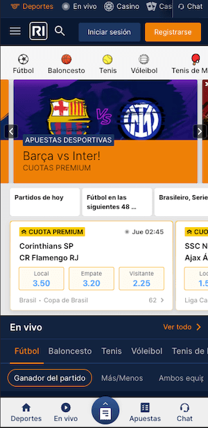 Opiniones Rivalo - Pantalla Rivalo móvil, con Cuotas Premium y otras ofertas