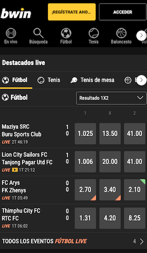 Bwin Apuestas - mercados de apuestas live Bwin