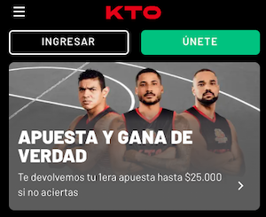 KTO Bono de Bienvenida - Apuesta Grátis de $25.000 si pierdes tu primera apuesta