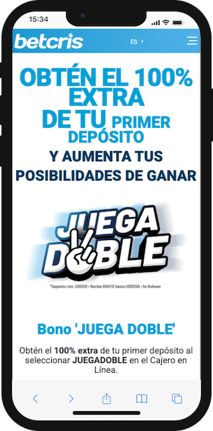 Bono de Bienvenida Betcris en Chile - 100% hasta 100USD