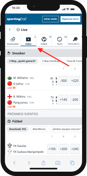App Sportingbet Live - Experiencia en vivo