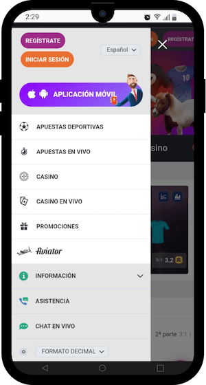 Menú Tonybet - Donde descargar la app móvil