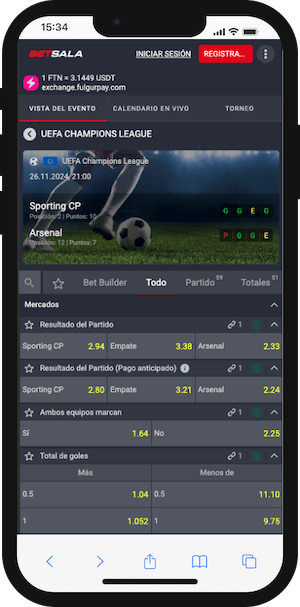 Pronósticos Sporting CP vs Arsenal Champions League - 26.11.2024