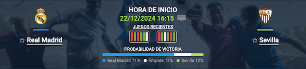 Pronóstico Real Madrid vs Sevilla - 22.12.2024 Cuotas 1xbet