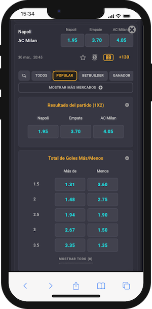 Cuotas Coolbet para el Napoli vs AC Milan - 30.03.2025