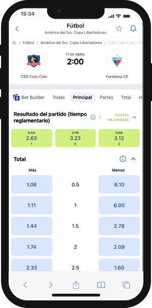 Colo-Colo vs Fortaleza - Cuotas Jugabet - 10.04.2025