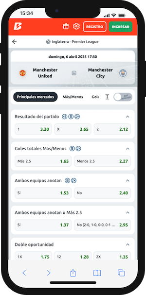 Manchester United vs Manchester City - Cuotas Betano - 06.04.2025