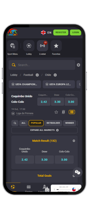 Coquimbo Unido vs Colo-Colo cuotas Coolbet Primera División Fecha 24
