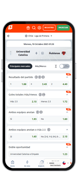 Universidad Catolica vs Ñublense Fecha 7 Primera División 2025 en Betano