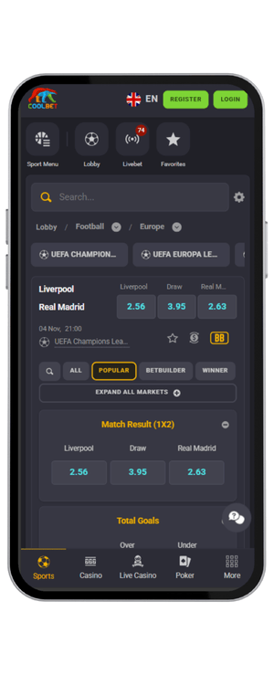 Cuotas del Liverpool vs Real Madrid Fecha 4 de la Champions League en Coolbet