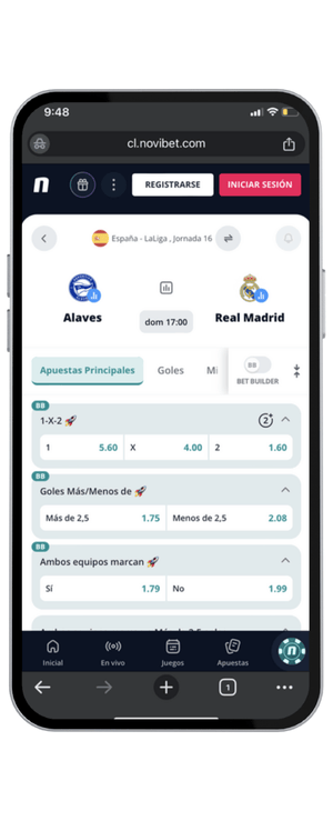cuotas para el Alavés vs Real Madrid de la fecha 16 de LaLiga en Novibet