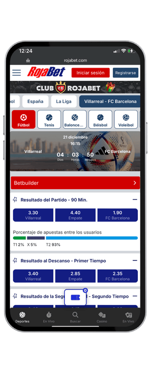 cuotas para el Villareal vs Barcelona de la fecha 17 de LaLiga en Rojabet