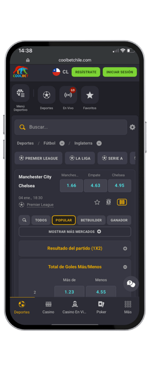 cuotas Manchester City vs Chelsea fecha 20 Premier League en Coolbet